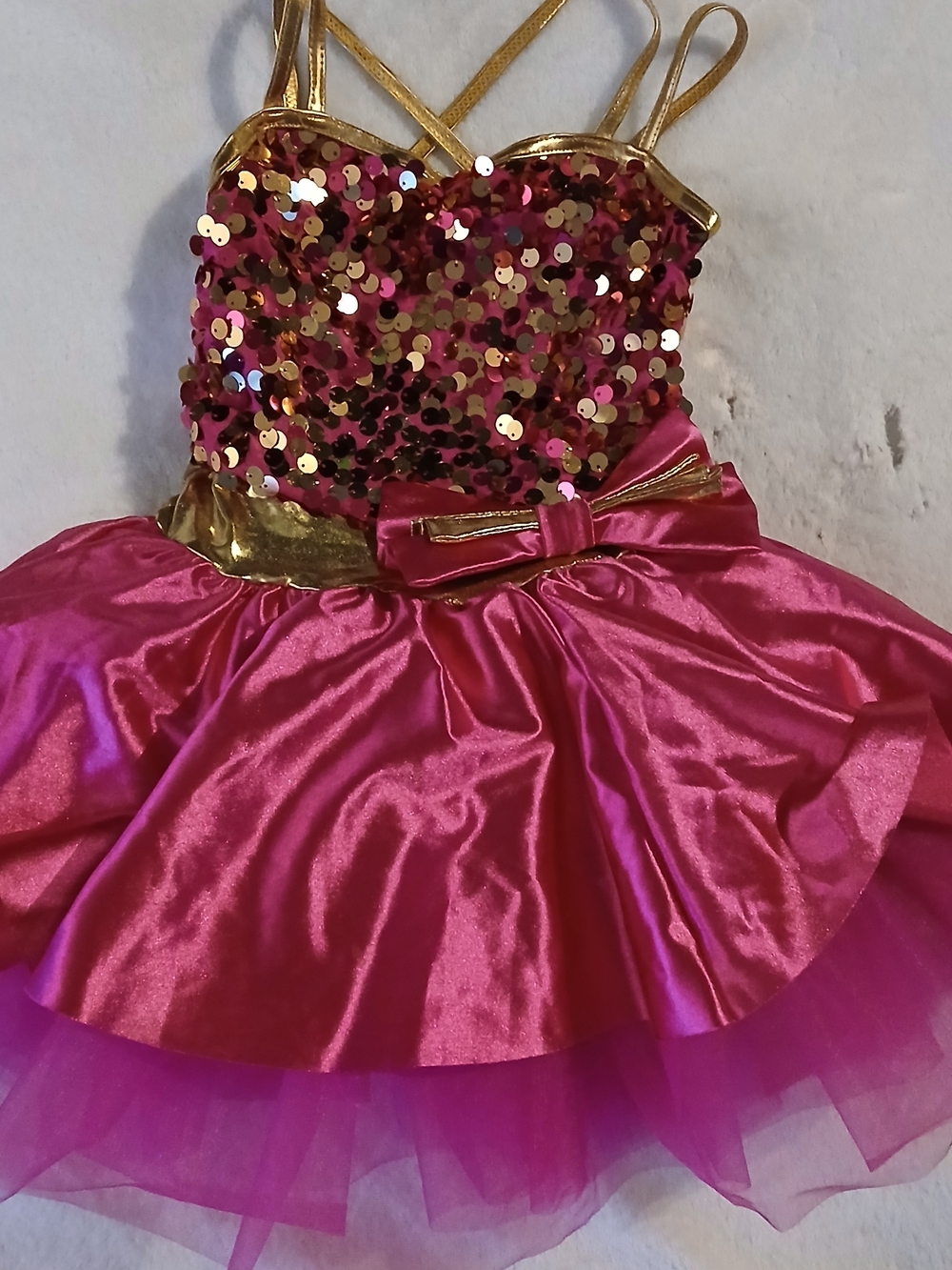 Weissman Hot Pink & Gold Sequin Tulle Tutu Dance Costume - NWOT - Small